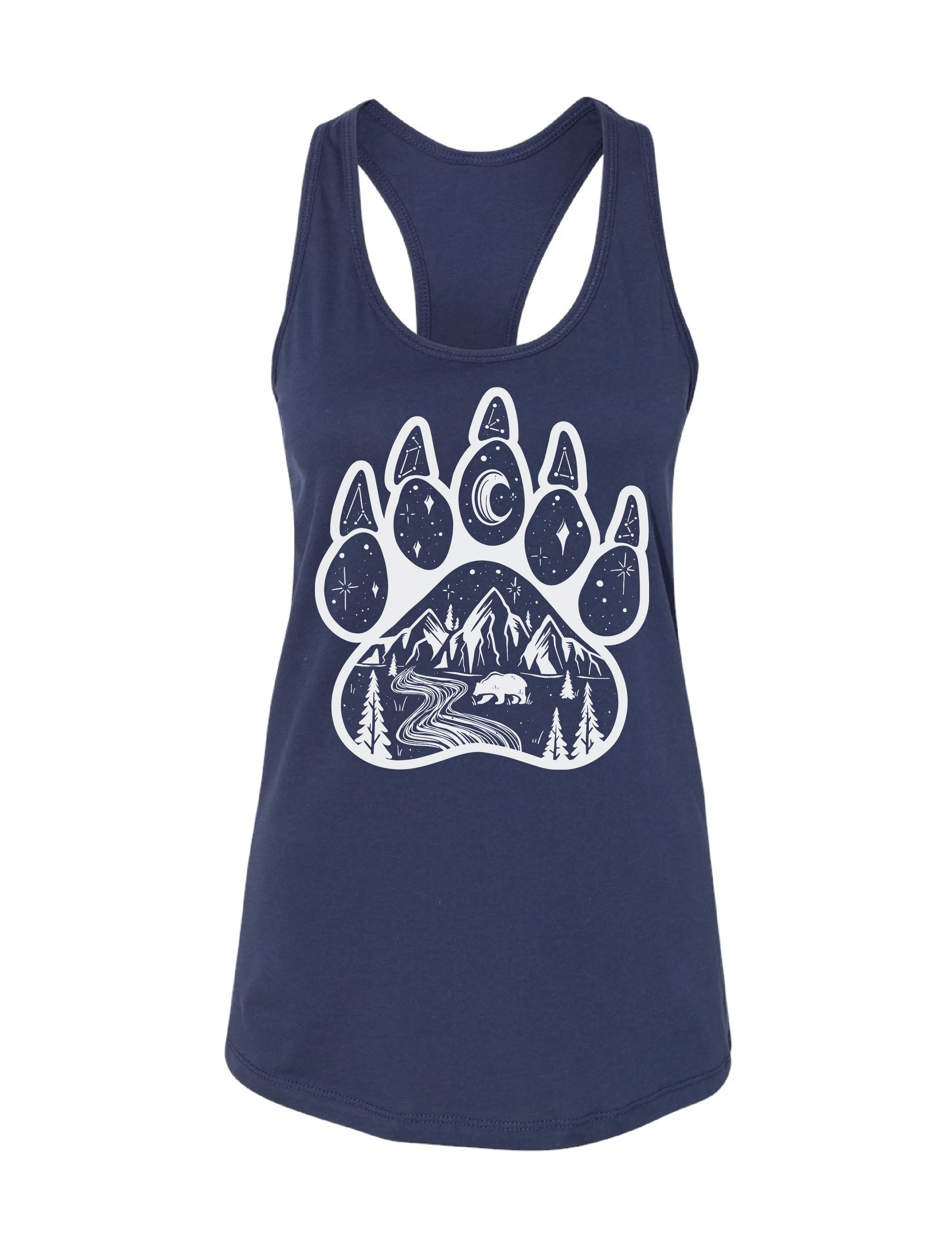 Bear Paw · White Ink · Racerback Tank