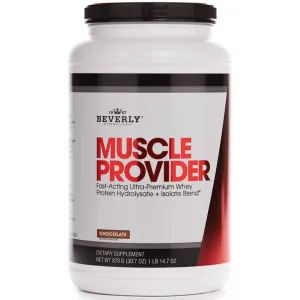 Beverly International Muscle Provider, 30 Servings, Chocolate. Super-Fast-Absorbing Whey Protein Powder for Recovery, Lean Muscle. Fills Your Muscles, not Your Stomach. Tastes Like ice Cream!