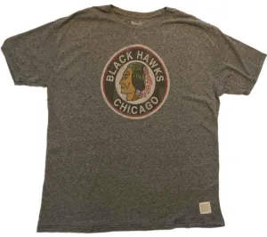 Chicago Blackhawks Retro Brand Gray Ultra Soft Vinage Logo SS Crew T-Shirt (XL)