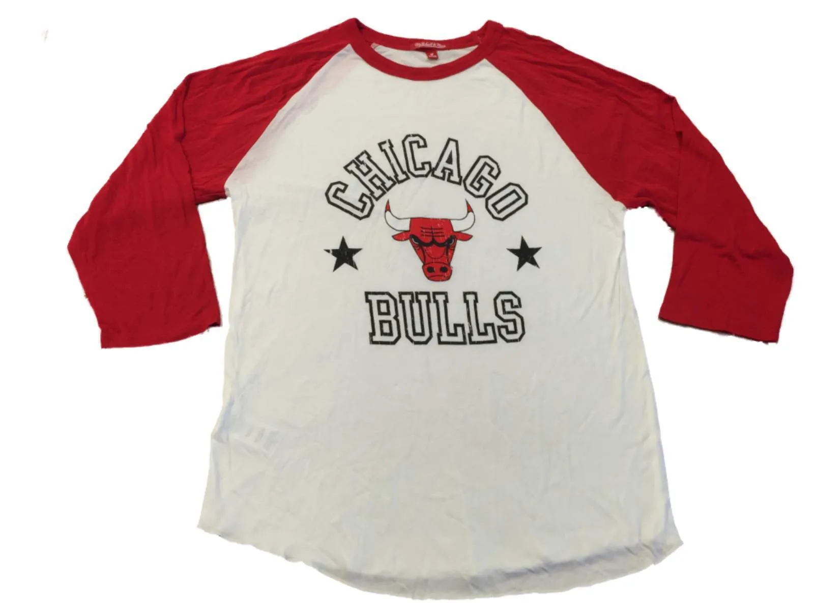 Chicago Bulls  Mitchell & Ness WOMEN Red & White Baseball T-Shirt (M)