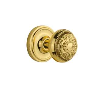 Classic Rosette with Egg & Dart Knob in Polished Brass