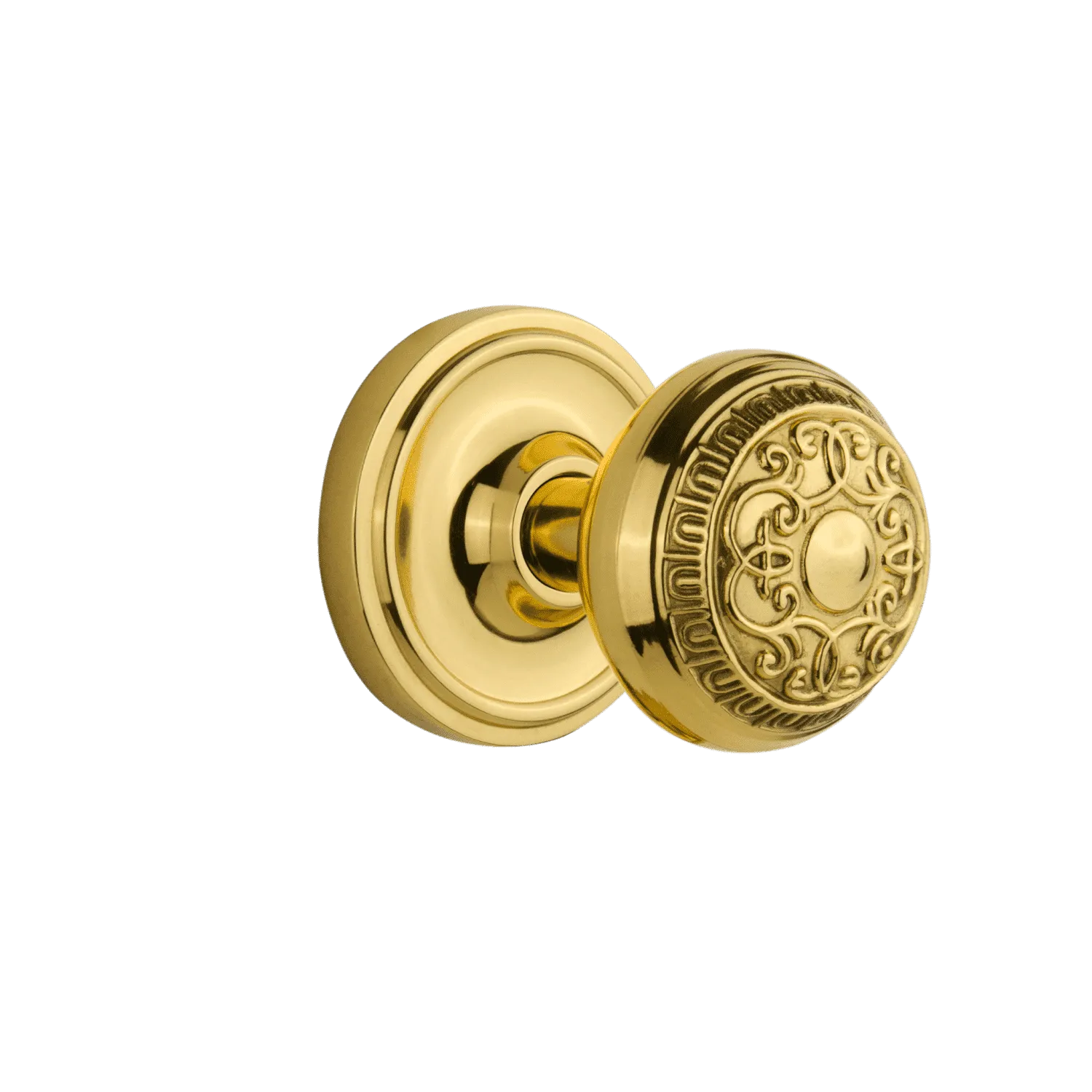 Classic Rosette with Egg & Dart Knob in Polished Brass