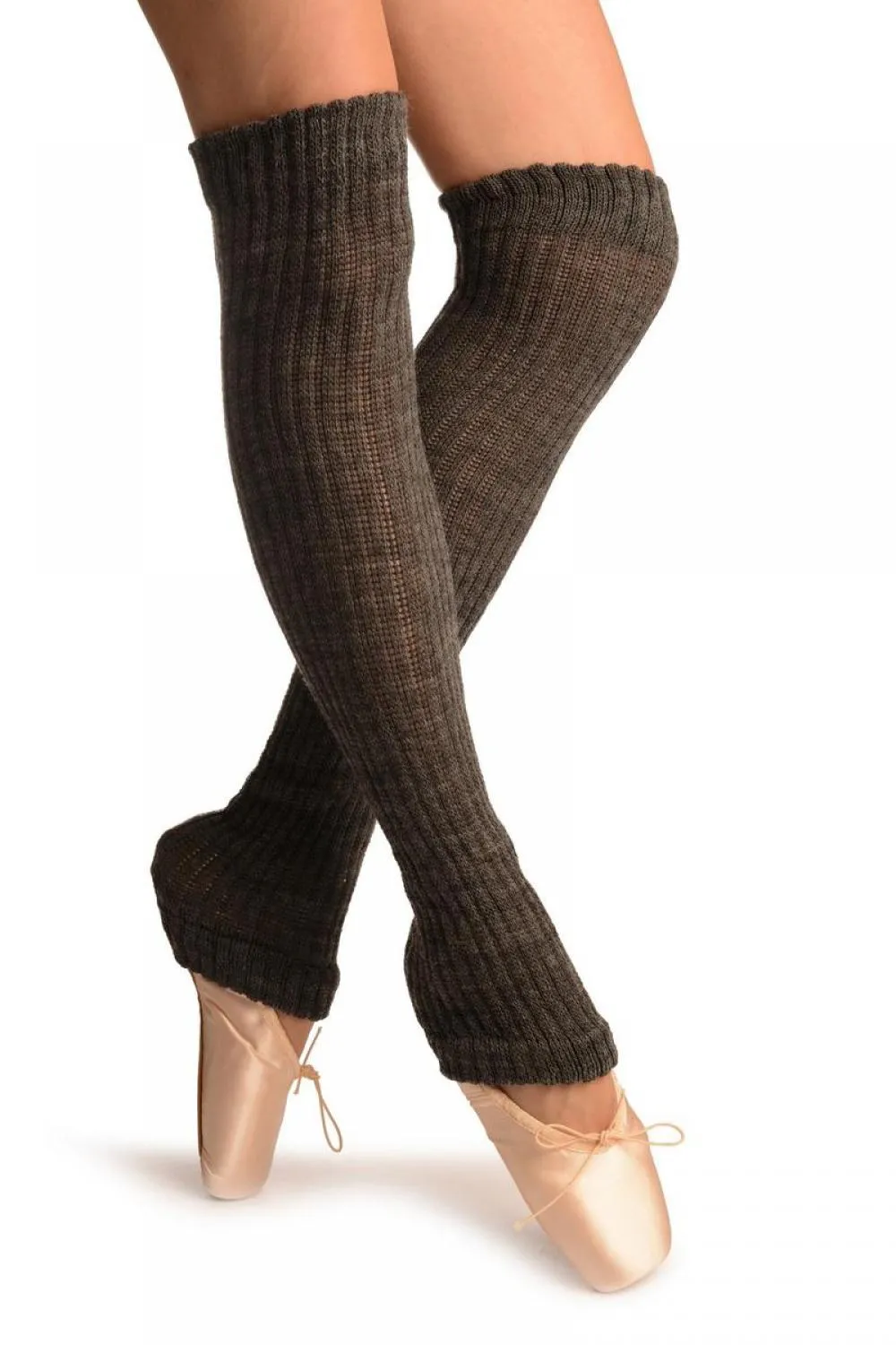 Dark Grey Double Rib Stitch Dance/Ballet Leg Warmers