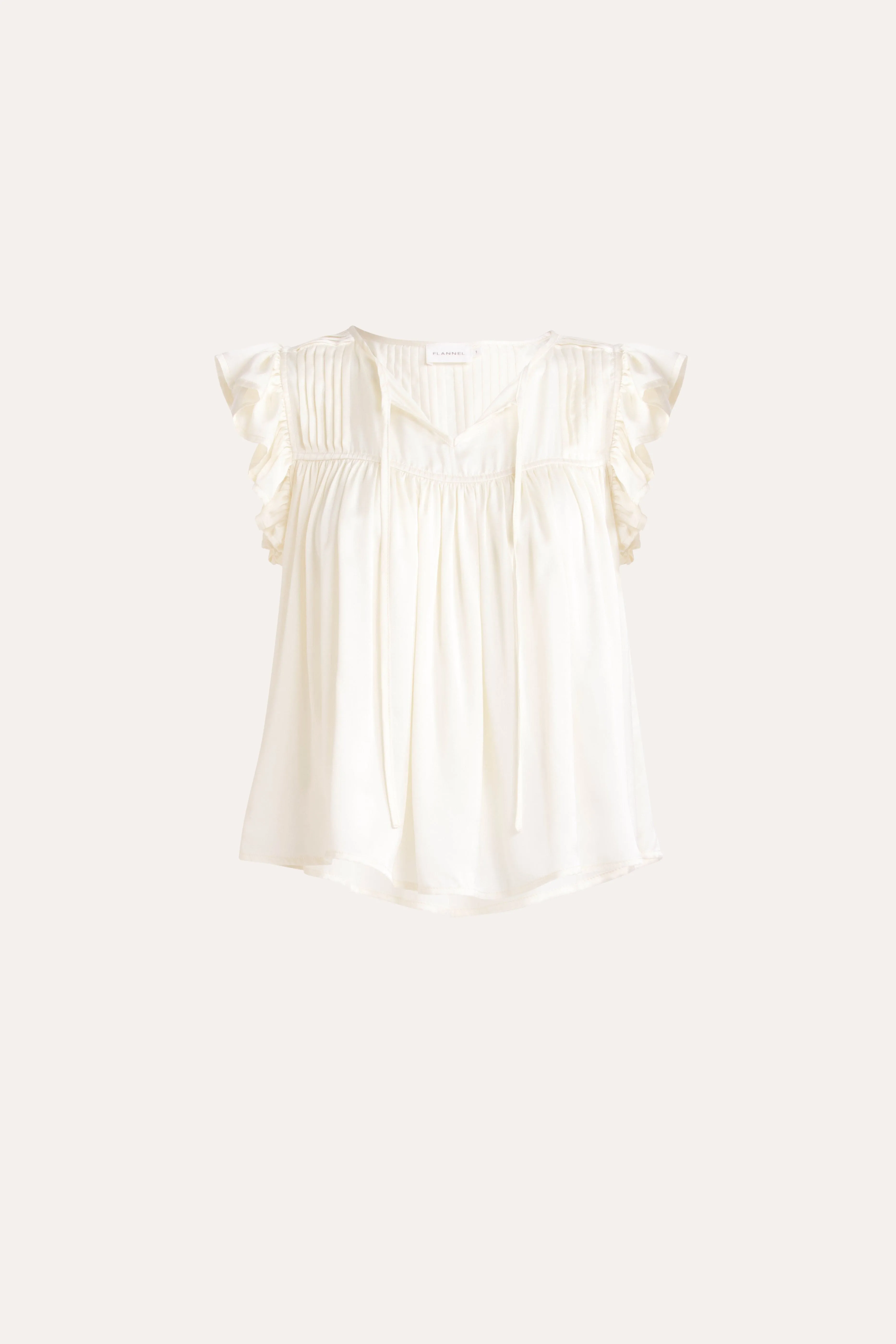 Dell Washed Silk Pleated Frill Sleeve Top