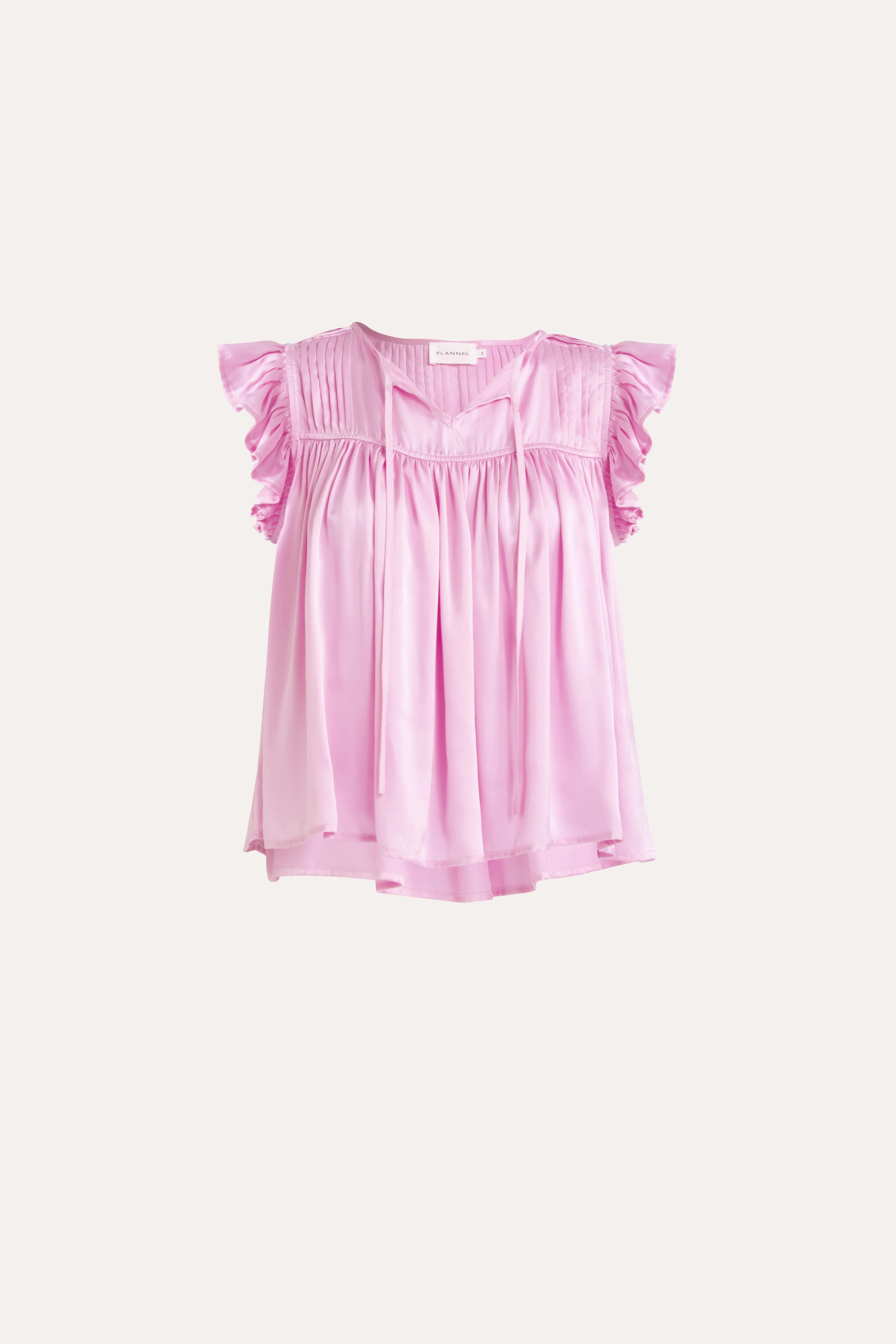 Dell Washed Silk Pleated Frill Sleeve Top