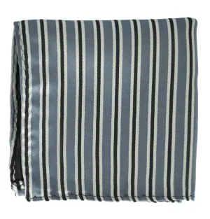 Grey and Black Striped Pocket Square