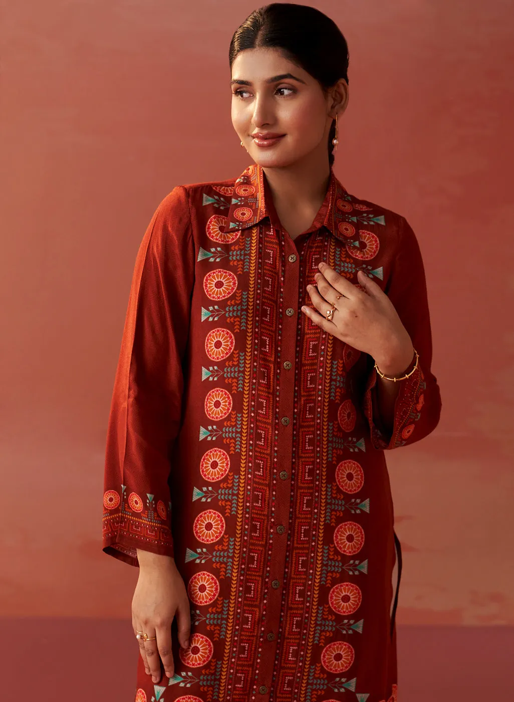 Hayat Maroon Printed Viscose Tunic for Women