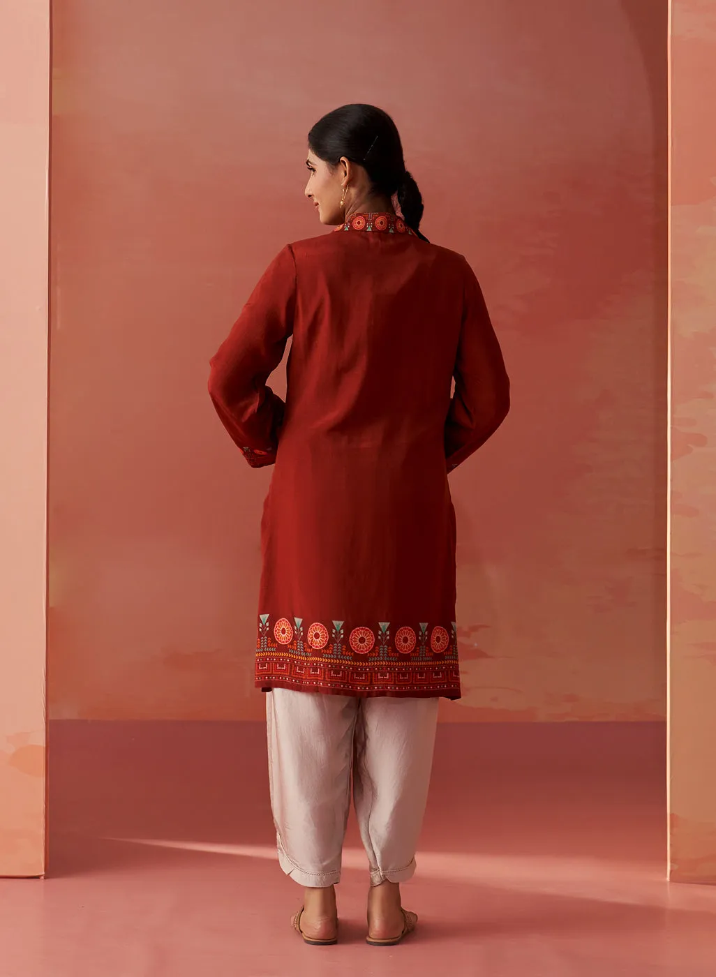 Hayat Maroon Printed Viscose Tunic for Women