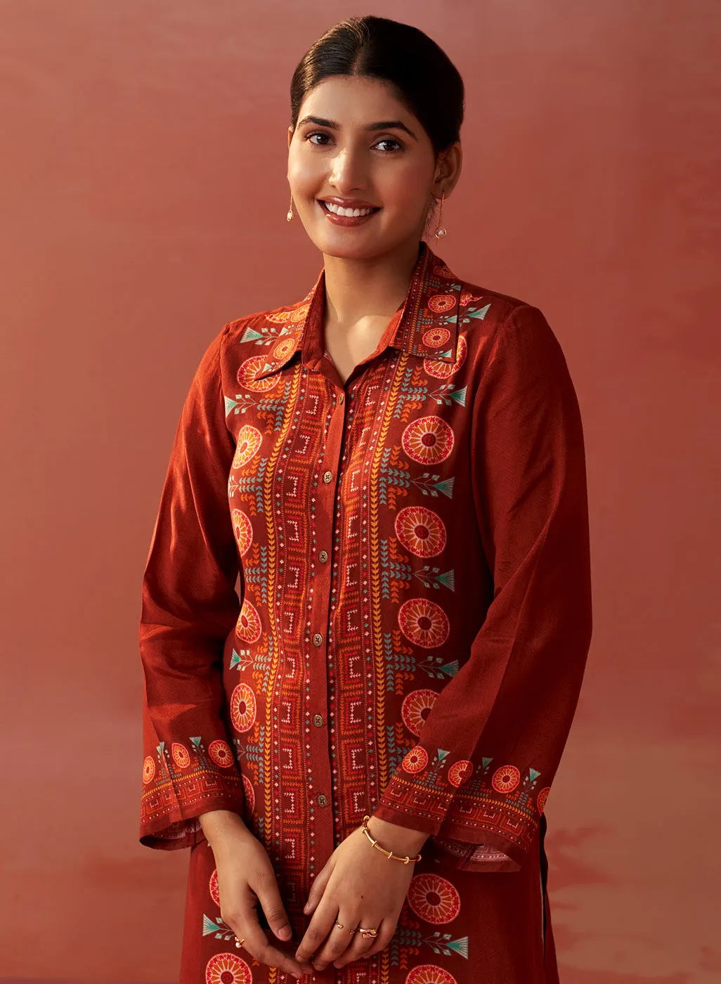 Hayat Maroon Printed Viscose Tunic for Women