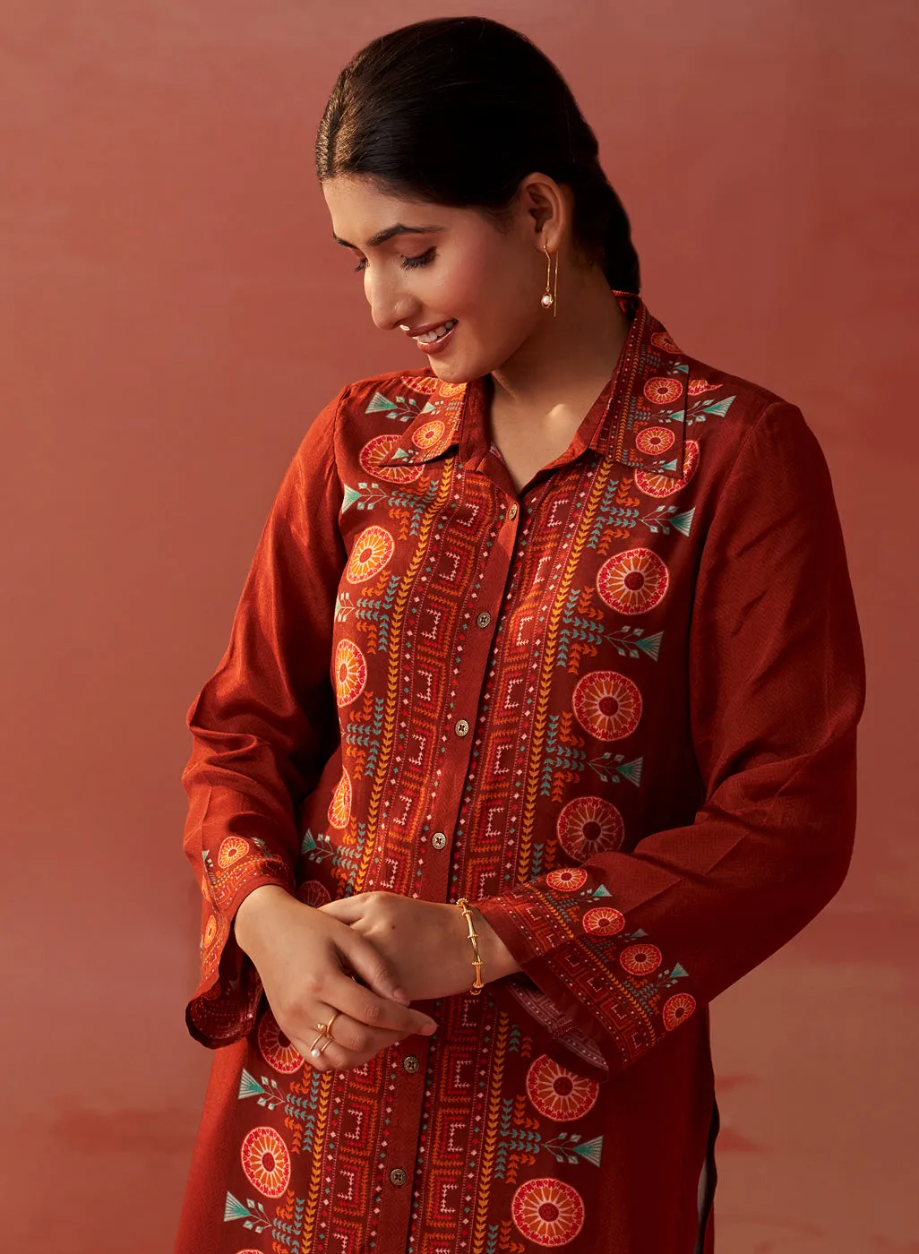 Hayat Maroon Printed Viscose Tunic for Women