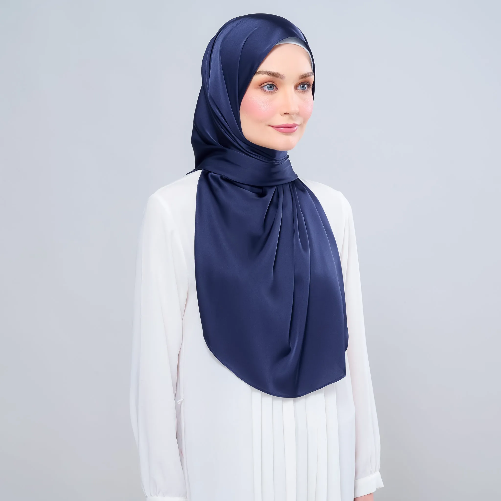 Instant Tag n' Go Shawl  | Satin Silk in Deep Blue