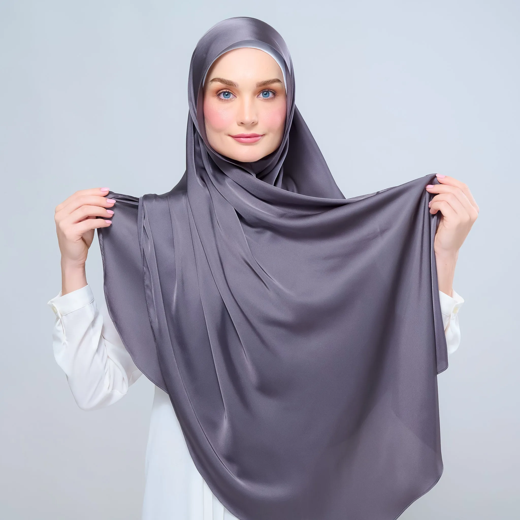 Instant Tag n' Go Shawl  | Satin Silk in Deep Grey