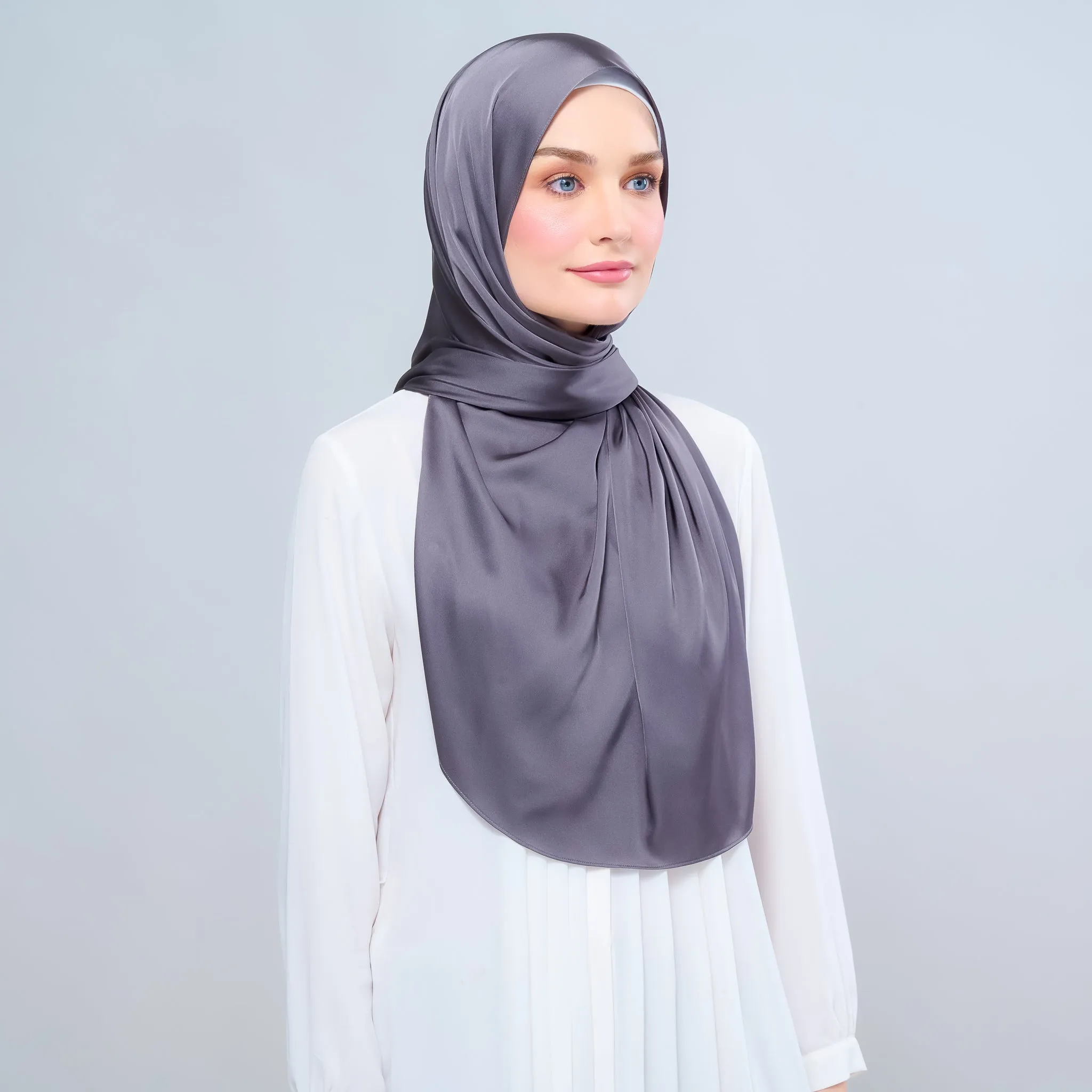 Instant Tag n' Go Shawl  | Satin Silk in Deep Grey