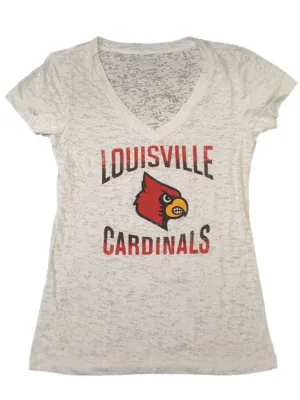 Louisville Cardinals Colosseum WOMEN'S White Translucent Burnout T-Shirt (M)