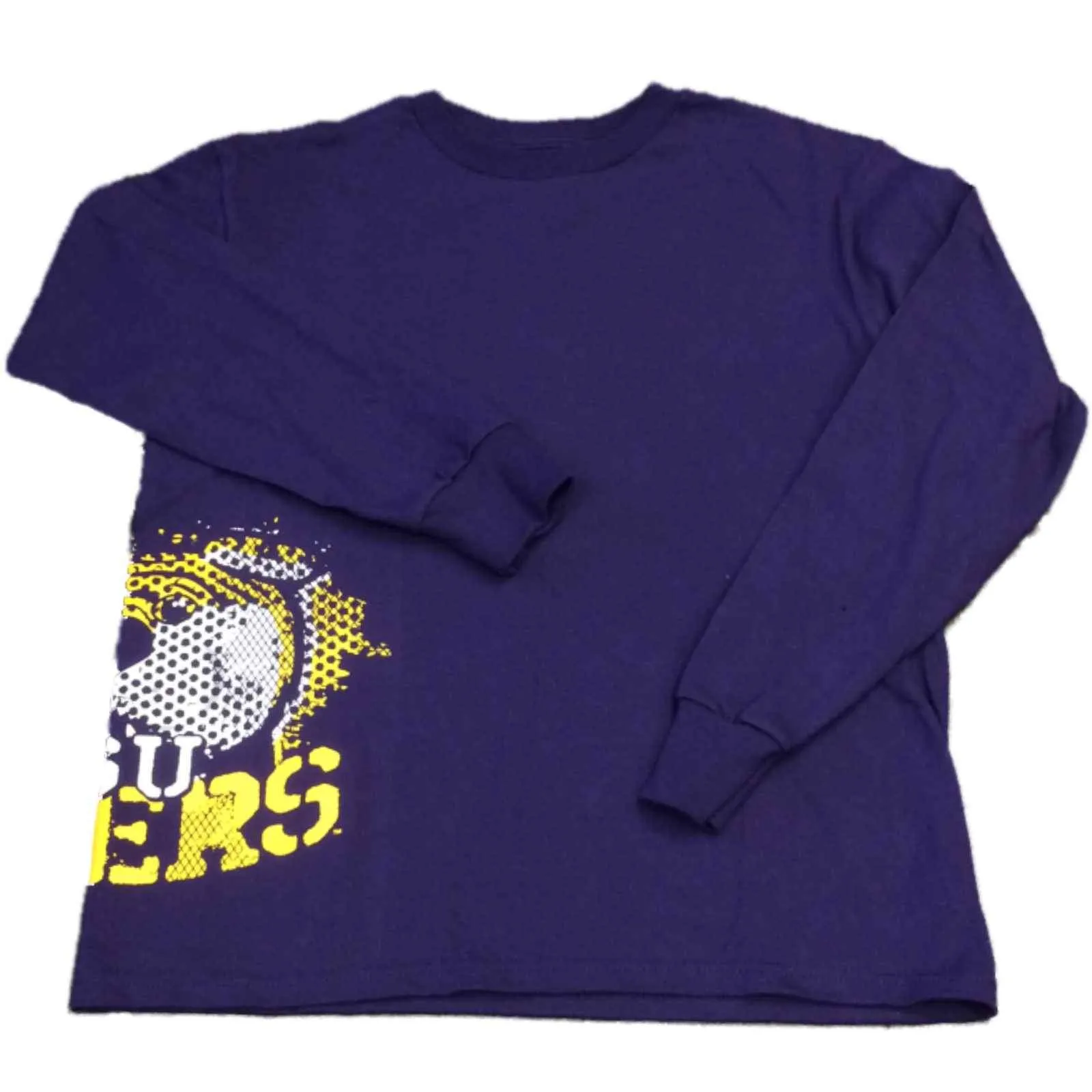 LSU Tigers Champion YOUTH Purple Cut Out Design Logo Long Sleeve T-Shirt (M)