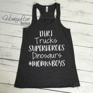 #MOMofBOYS flowy tank - Dirt, Trucks, Superheroes, Dinosaurs