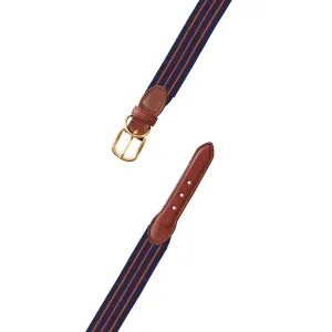 Navy & Thin Orange Stripe Grosgrain Ribbon Dog Collar