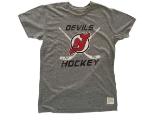 New Jersey Devils Retro Brand Gray Vintage Short Sleeve Tri-Blend Hockey T-Shirt