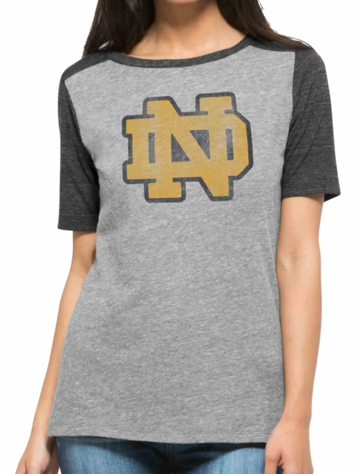 Notre Dame Fighting Irish 47 Brand Women Gray Tri-Blend Empire T-Shirt