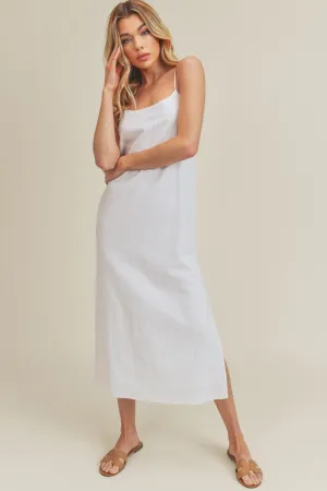 Spaghetti Strap Linen Midi Dress