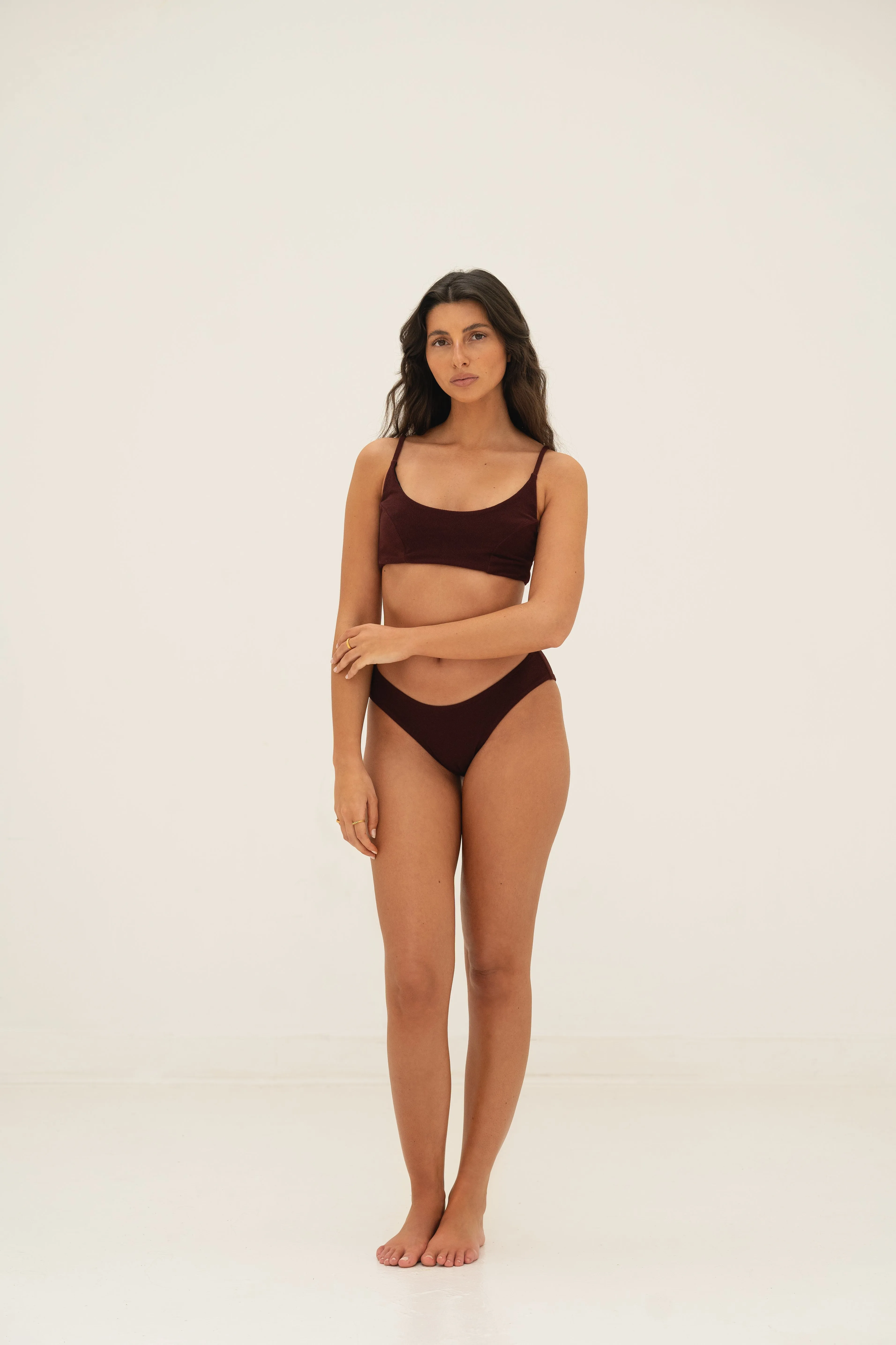 sustainable swimwear top zoe wine