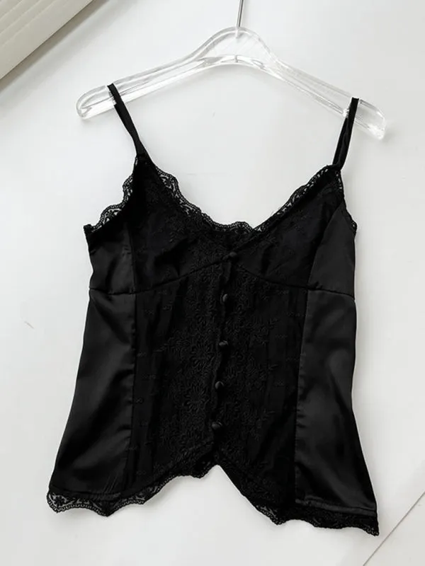 TEEK - Lace Satin Sweet Buttoned Camisole