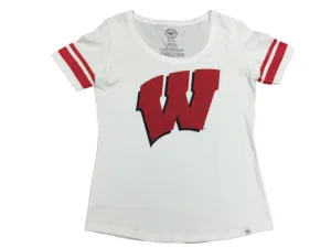 Wisconsin Badgers 47 Brand Women White Animal Print Jersey Style T-Shirt (S)